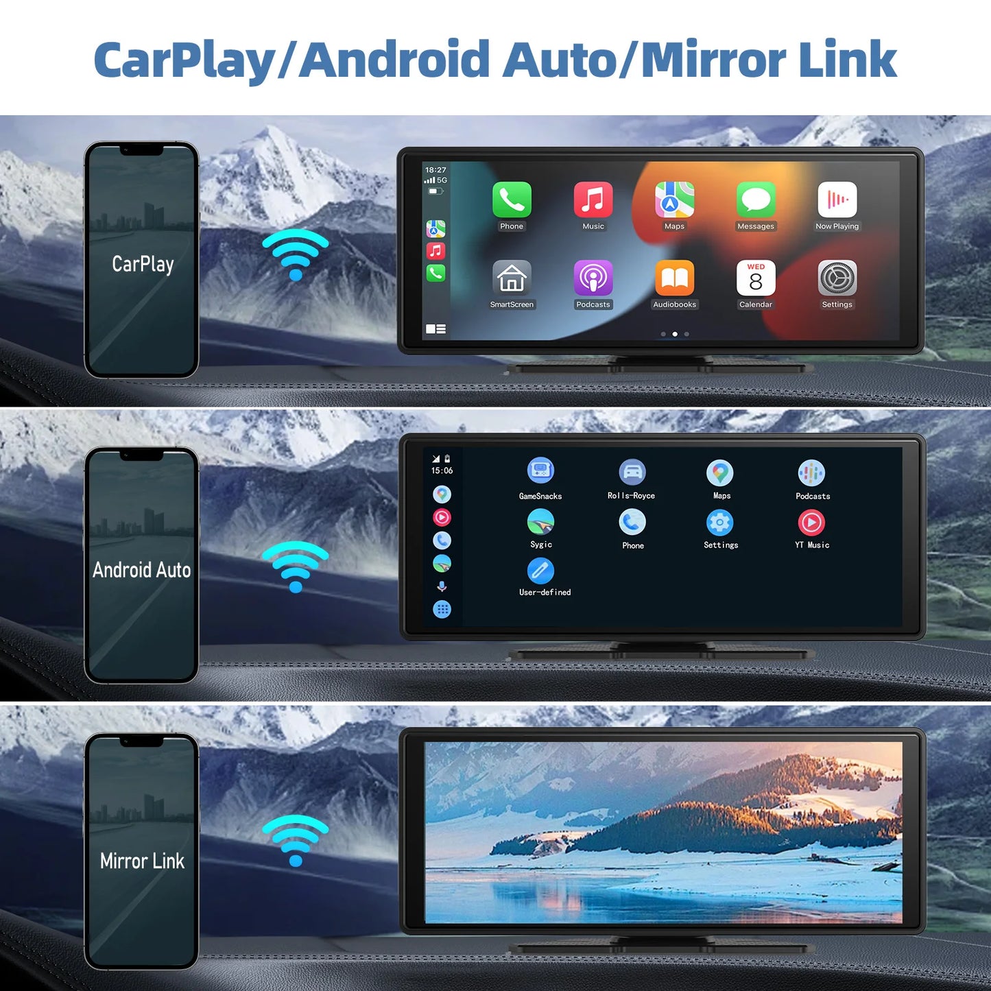 Wireless CarPlay & Android Auto Screen – Upgrade Any Car in Seconds