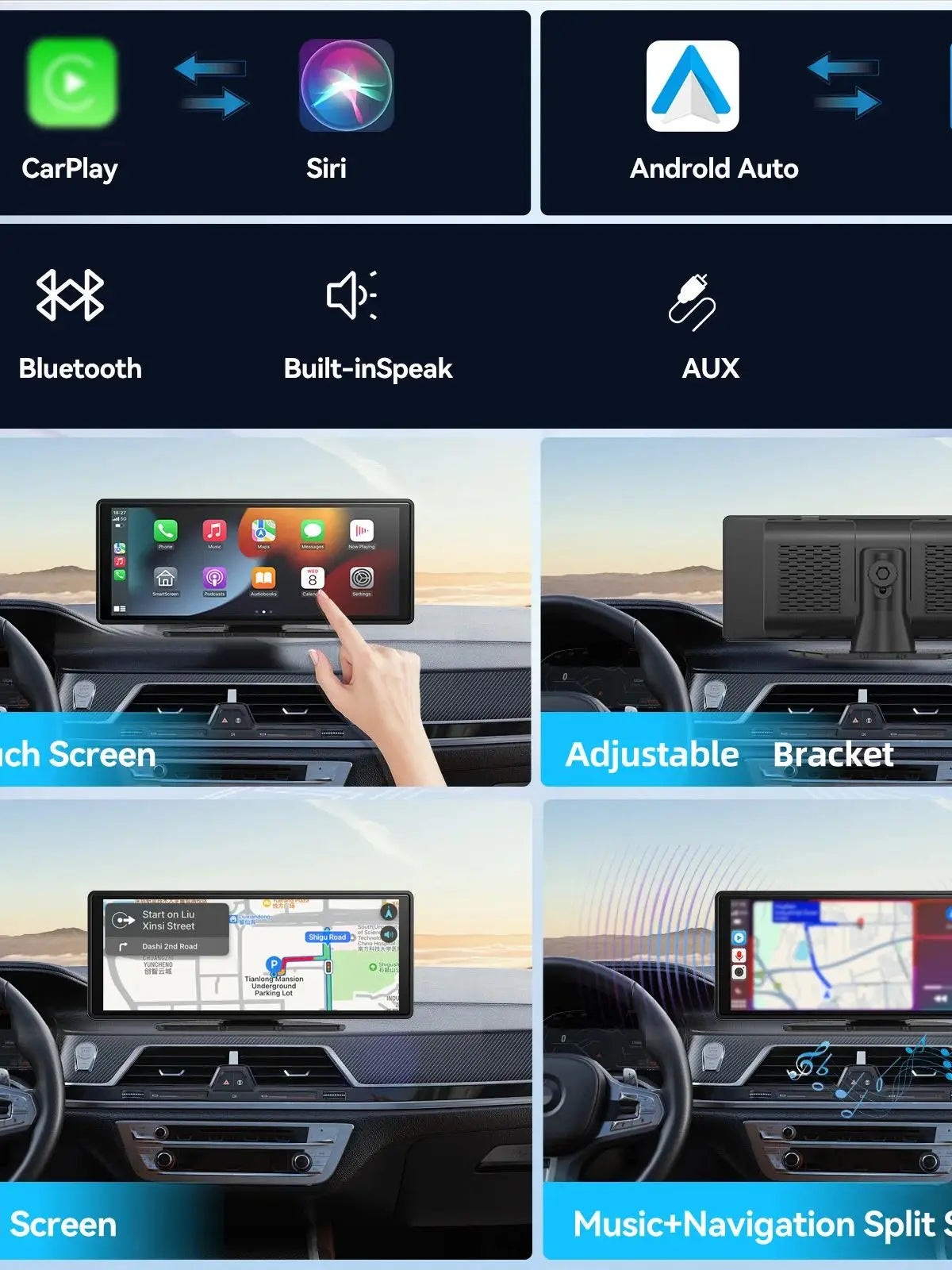 Wireless CarPlay & Android Auto Screen – Upgrade Any Car in Seconds