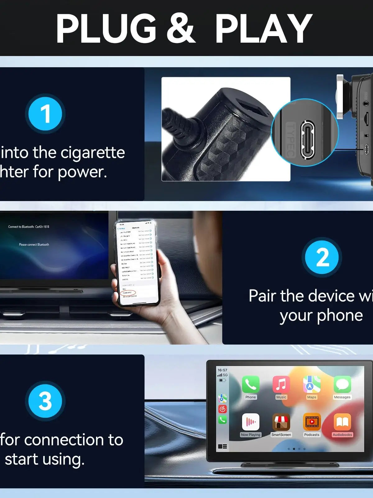 Wireless CarPlay & Android Auto Screen – Upgrade Any Car in Seconds