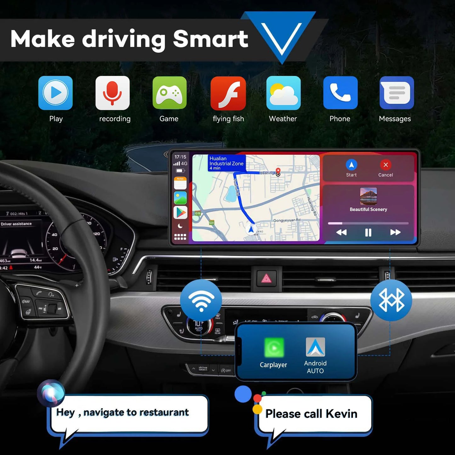 Wireless CarPlay & Android Auto Screen – Upgrade Any Car in Seconds