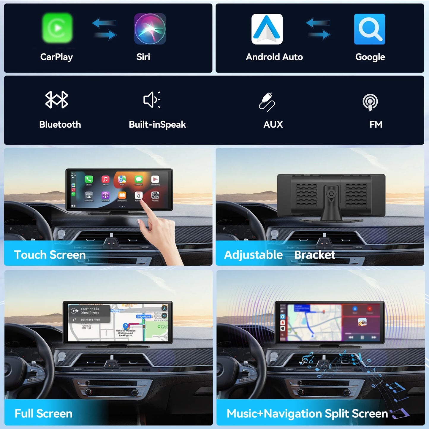 Wireless CarPlay & Android Auto Screen – Upgrade Any Car in Seconds